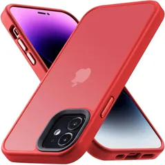 iPhone 12 /iPhone 12 Pro 用 ケース 耐衝撃 滑り止め 指紋防止 米軍MIL規格 マット仕上げ ストラップホール付き SGS認証 黄変防止 耐久性 カバー ワイヤレス充電対応 12/12pro用 6.1インチ レッド