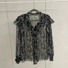 ブラック シフォン フラワー シースルー 르윗 ブラウス 66サイズ