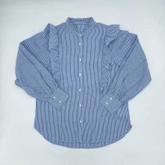 ITEMS URBAN RESEARCH　アイテムズアーバンリサーチ　ストライプラップブラウス　ブルー　フリーサイズ　〇□のサムネイル