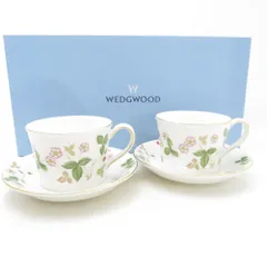 美品 WEDGWOOD ウェッジウッド ワイルドストロベリー ティーカップ＆ソーサー 2客 ペア デルフィ SC10500L1 