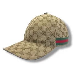 極美品 GUCCI グッチ 帽子 ベースボール キャップ GGキャンバス ブラワン サイズM