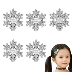 ヘアアクセサリー 雪の結晶 パール付き雪の結晶ヘアピン 装飾品 雪の結晶ヘアピン キラキラヘアアクセサリー 変身用 可愛い 誕生日プレゼント5個入り