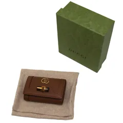 【新品】グッチ　6連キーケース　GGマーモント　バンブー　レザー　ブラウン　658636