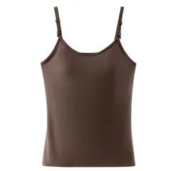 レディース 授乳用 ブラトップ ブラキャミ カップ付きインナー キャミソール パッド一体型 快適 伸縮性 ストレッチ 肩紐調節 シンプル 無地 黒 rr-049