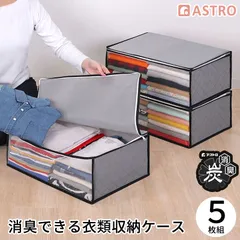 アストロ 公式 活性炭消臭 衣類収納ケース 5枚組 活性炭のチカラで消臭保管 衣類をスッキリ整理整頓 通気性の良い不織布がホコリなどの汚れをガード 中身の見える透明窓付き 収納ボックス 衣装ケース 衣替え クローゼット 押し入れ 171-97のサムネイル