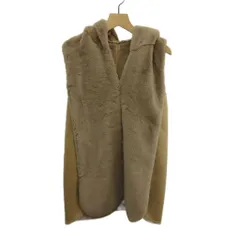 エルビエ HERBIER ベスト ジレ アウター フェイクファー ロング フード 01 茶色 ブラウン /XZ ■ECE003