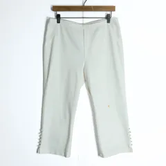 ローズティアラ★パール&リボン♪大人可愛いクロップドパンツ 大きいサイズ46 白系 ストレッチ 無地 z19173のサムネイル