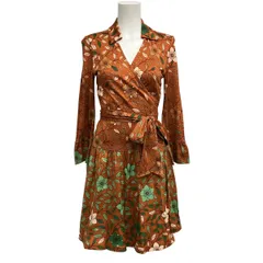 ダイアン・フォン・ファステンバーグ ワンピース サイズ0 XS レディース美品  - ブラウン×グリーン×ライトブラウン