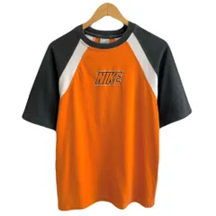 NIKE ナイキ スポーツTシャツ ラグランスリーブ 半袖Tシャツ オレンジ×白×チャコールグレー Mサイズ No.P007