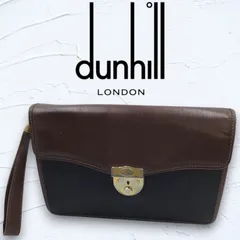 dunhill ダンヒル セカンドバッグ クラッチバッグ レザー キャンバス 裏地チェック柄  黒 メンズ ヴィンテージ ビジネス