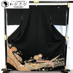 黒留袖 美しい華柄模様 金駒刺繍 金彩 トールサイズ K-5155 - メルカリ
