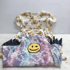 ★【在庫処分価格】子供服 ワンピース 100㎝ 2点 花柄 ひらひら 女の子 春 夏 未使用 経年保管品 現状品	☆C3-1200	J