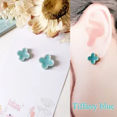 人気ꕤ︎︎ 四葉 クローバー ミニ ピアス イヤリング ティファニーブルー