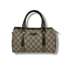 GUCCI グッチ　GGスプリーム　ミニボストンバッグ　ミニハンドバッグ　ブラウン　メタリック　193604 PVCレザー
