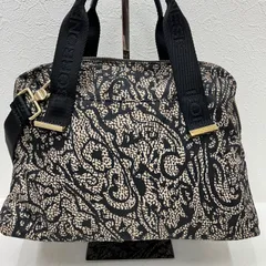 1392　BORBONESE　ボルボネーゼ　ショルダーバッグ　ハンドバッグ　手提げ　2WAY　総柄　ブラウン系　黒系　ナイロン　軽量　レディース