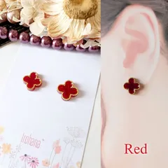 【激安】人気ꕤ୭*フラワー ミニ ピアス イヤリング レッド