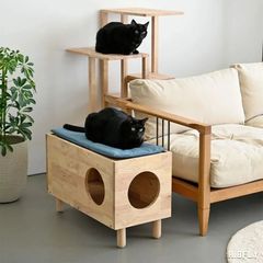 北欧風キャットキューブ幅45cm 無垢材 キャットハウス サイドテーブル（93） 送料無料キャットキューブ幅45cm 無垢材 キャットハウス 新品（93
