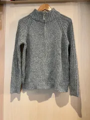 Free! サイズ) HULA スカイブルー グレー ジップアップ ニット カーディガン