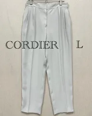 【新品・未使用タグ付】日本製　CORDIER コルディア　グレー　ホワイト夏 センタープレスワイドパンツ 40 L