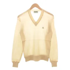 マンシングウェア MUNSINGWEAR ヴィンテージ ニット セーター ウール S ベージュ Vネック ロゴ刺繍 長袖 /NL ■GY58