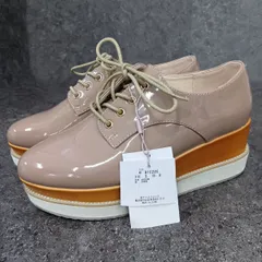 【 新品 未使用 】 NICE CLAUP ナイスクラップ ラインストーン 厚底 レースアップ シューズ ベージュ Sサイズ 〇□☆のサムネイル