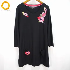 #a ソニアリキエル SONIARYKIEL チュニック 44 黒 マルチ ニット 花柄 刺繍 スパンコール 大きいサイズ レディース [962828] k01