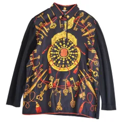 美品 Vintage エルメス HERMES シャツ ブラウス 長袖 総柄 シル