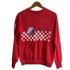 【中古】　Healthknit　スウェット　長袖　トレーナー　トップス　クルーネック　裏起毛　プリント　USA製　古着　/1591
