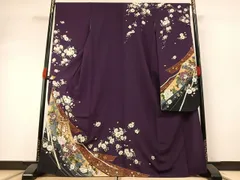 平和屋着物●豪華振袖　御所車花文　金彩　正絹　逸品　AABG4829fy