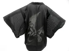 【京松】黒羽織 昭和レトロ 夏物 夏 絽 羽織紐別売正絹 着物 美品 身丈約78.5cm 裄丈約63.0cm kyo8z03-417