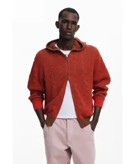デジグアル メンズ アウター ニット・セーター ニット Desigual Mens Zipknit sweater Red レッドのサムネイル