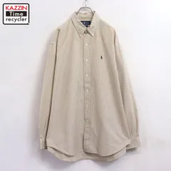 90s vintage RALPH LAUREN ストライプ柄 ボタンダウン 長袖シャツ メンズ 表記XLサイズ