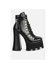 ロンドンラグ レディース シューズ ブーツ・レインブーツ プラットフォーム ブーツ レース London Rag boogie high platform lace up boots Black ブラック