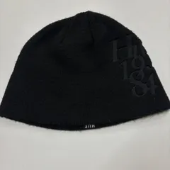 (b) HUF ハフ 1984 BEANIE デボス加工 型押し シンプル フラッグラベル ストリートファッション シングルニット ニット帽 ビーニー アクリル100%メンズ レディース ブラック/2703
