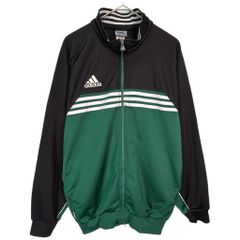 アディダス トラックジャケット 現行 ブラック×グリーン 2XL XL相当