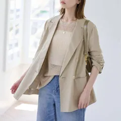 美USED SLOBE IENA スローブイエナ リネンコットン ダブルブレスト テーラード ジャケット ベージュ レディース 24-010-912-6010-2-0