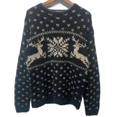 【中古】　J.CREW　セーター　90’s-00’s vintage　ニット　トップス　Uネック　ウール　総柄　ノルディック柄　HAND NIT　オーバーサイズ　古着　/1381