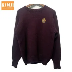 【中古】　POLO by RALPH LAUREN　セーター　90’s vintage　ニット　トップス　Uネック　無地　ウール　ワンポイント　エンブレム　刺しゅう　ナイガイ製　D-TK-1551　日本製　古着　/7101