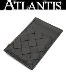 ボッテガ ヴェネタ BOTTEGA VENETA イントレチャート フラグメント カードケース コインケース レザー 黒 【74195】