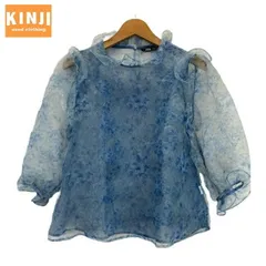 【中古】　ZARA　カットソー　長袖　トップス　花柄　ボタニカル　シースルー　シフォン　古着　/2151