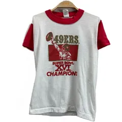 【中古】　TRENCH　Tシャツ　半袖　カットソー　トップス　クルーネック　ポリエステル　コットン　バイカラー　プリント　49ERS　アメフト　USA製　キッズ　古着　/5496