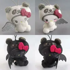 【中古】ぬいぐるみマスコット・ぬいぐるみバッジ 全4種セット こあくま×てんしマスコット 「パンダ ハローキティ」