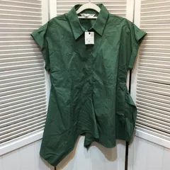 未使用☆ZARA ザラ レディース デザインシャツ M グリーン プルオーバー