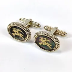 美品 BURBERRY バーバリー カフリンクス カフスボタン ゴールド×シェル ホースロゴ メンズ 紳士 ブランド レア 希少 入手困難