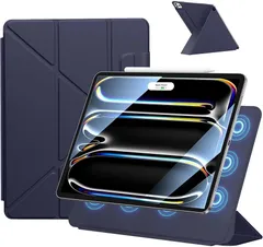 iPad Pro 11インチ ケース 第4/3/2世代(2022/2021/2020)に適用 強力マグネット吸着式 横置＆縦置 角度調整可能 Y折スタンド Pencilホルダー付き iPad Pro ケース オートスリープ/ウェイク対応 (ネイビー)