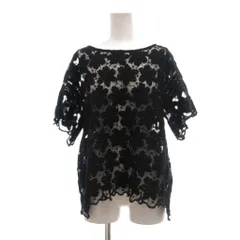 グレースコンチネンタル GRACE CONTINENTAL レースブラウス 38 黒 ブラック 花柄 半袖 ボートネック /SX ■ECA001