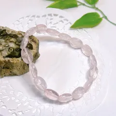【E18811】ローズクォーツ　平オーバル　ブレスレット　紅水晶　アクセサリー