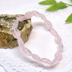 【E18827】ローズクォーツ　平オーバル　ブレスレット　紅水晶　アクセサリー