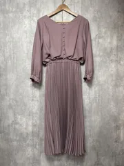 natural couture ナチュラルクチュール プリーツ 切り替え 長袖 ブラウス Aライン ワンピース sizeF/パープル  ■◇ レディース