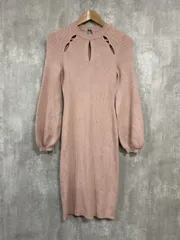 saison de papillon セゾンドパピヨン リブニット ムネ空き Aライン ワンピース sizeF/ピンク ◆■ レディース